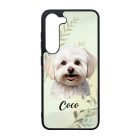 Névvel kérhető - Máltai selyemkutya portré mintás Samsung Galaxy tok