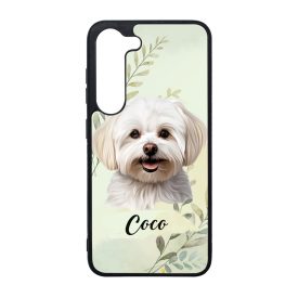   Névvel kérhető - Máltai selyemkutya portré mintás Samsung Galaxy tok