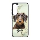 Névvel kérhető - Drótszőrű tacskó portré mintás Samsung Galaxy tok