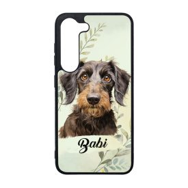   Névvel kérhető - Drótszőrű tacskó portré mintás Samsung Galaxy tok