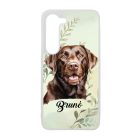 Névvel kérhető - Barna Labrador Retriever portré mintás Samsung Galaxy tok