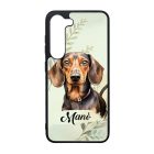Névvel kérhető - Barna rövidszőrű tacskó portré mintás Samsung Galaxy tok