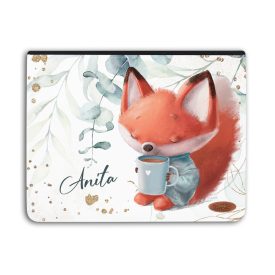 Kérd a neveddel - Kávés Róka - Univerzális Tablet tok