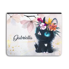   Kérd a neveddel - Tündéri fekete cicus - Univerzális Tablet tok