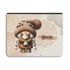 Névvel kérhető - Cappucino kávés manó lány univerzális tablet tok