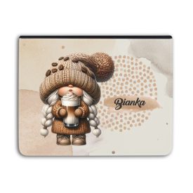   Névvel kérhető - Cappucino kávés manó lány univerzális tablet tok
