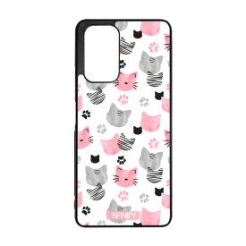 Szürke-rózsaszín cica mintás Xiaomi tok