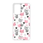Szürke-rózsaszín cica mintás Xiaomi tok