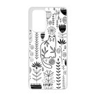 Fehér cica és fekete virágok mintás Xiaomi tok