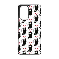 Szívecskés fekete cica mintás Xiaomi tok