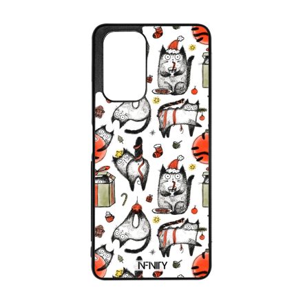Mókás rajzolt mikulás cica mintás Xiaomi tok