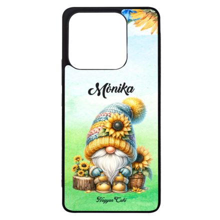 Névvel kérhető Ülő napraforgós manó mintás Xiaomi tok