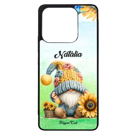 Névvel kérhető Cuki sapkás napraforgós manó mintás Xiaomi tok