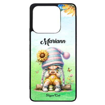 Névvel kérhető Szívecskés napraforgós manó lány mintás Xiaomi tok