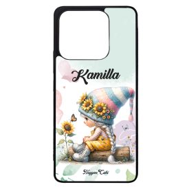   Névvel kérhető Pillangós napraforgós manó lány mintás Xiaomi tok