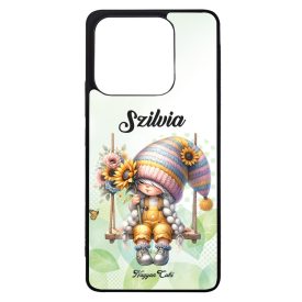   Névvel kérhető Hintázós napraforgós manó lány mintás Xiaomi tok