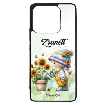 Névvel kérhető Locsolós napraforgós manó lány mintás Xiaomi tok