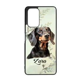   Névvel kérhető - Fekete tacskó portré mintás Xiaomi tok